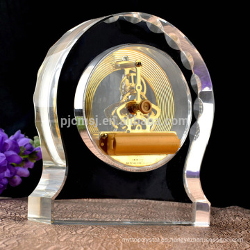 regalo cristal cristal promocional del trofeo del reloj de la cáscara